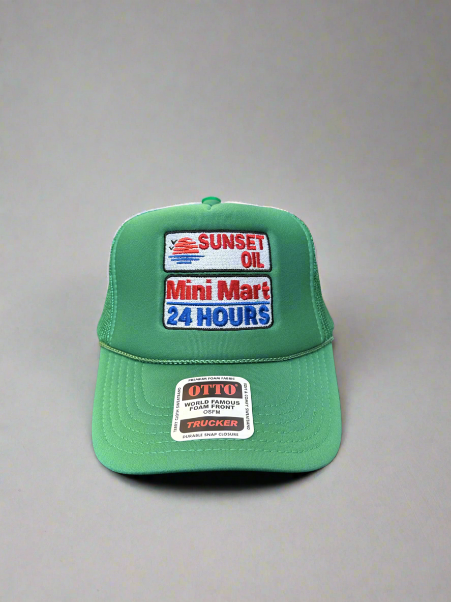 Sunset Oil Mini Mart Kelly Green Trucker Hat