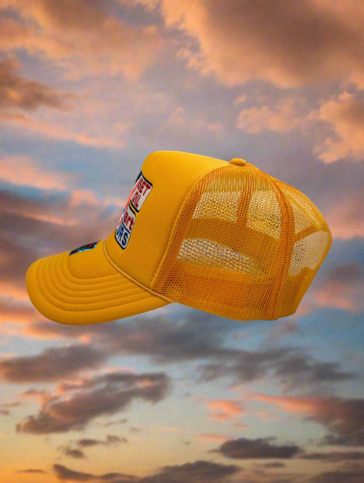 Sunset Oil Mini Mart Gold Trucker Hat