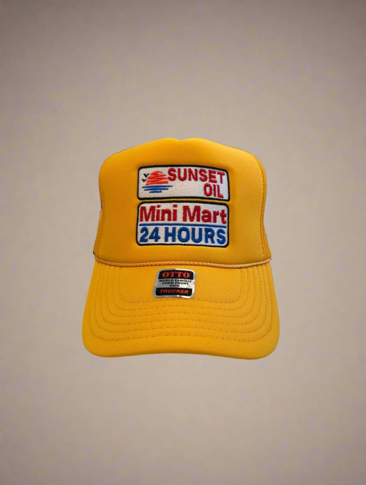 Sunset Oil Mini Mart Gold Trucker Hat