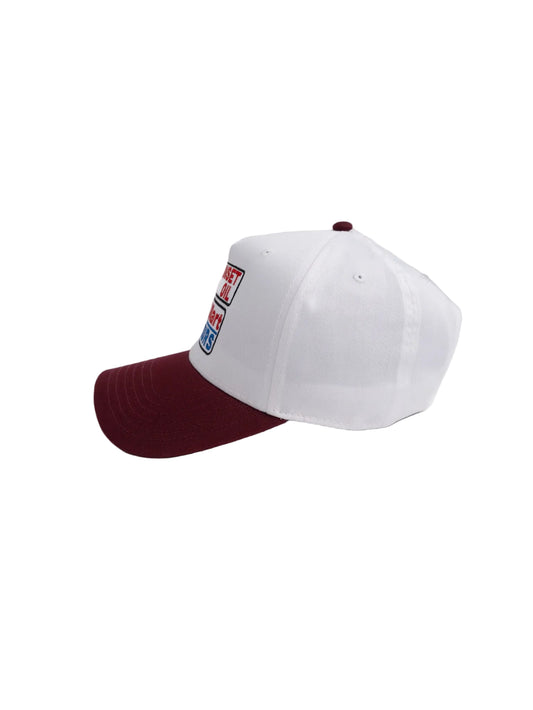 White/Burgundy Baseball Cap