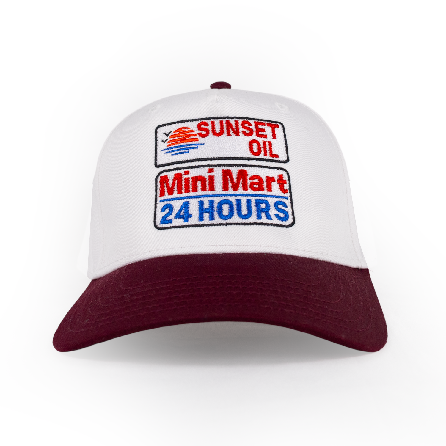 Sunset Oil Mini Mart White/Burgundy Baseball Fit
