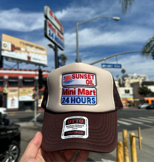 Sunset Oil Mini Mart Brown/Tan/Brown Trucker hat