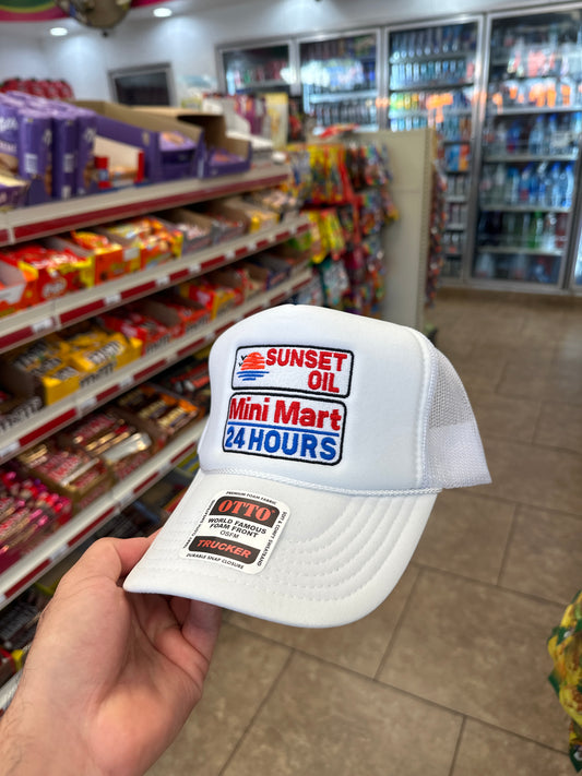 Sunset Oil Mini Mart White Trucker Hat