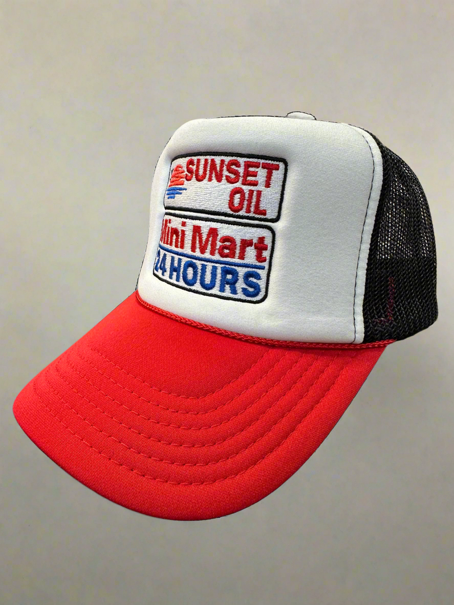 Sunset Oil Mini Mart Black/White/Red Trucker Hat