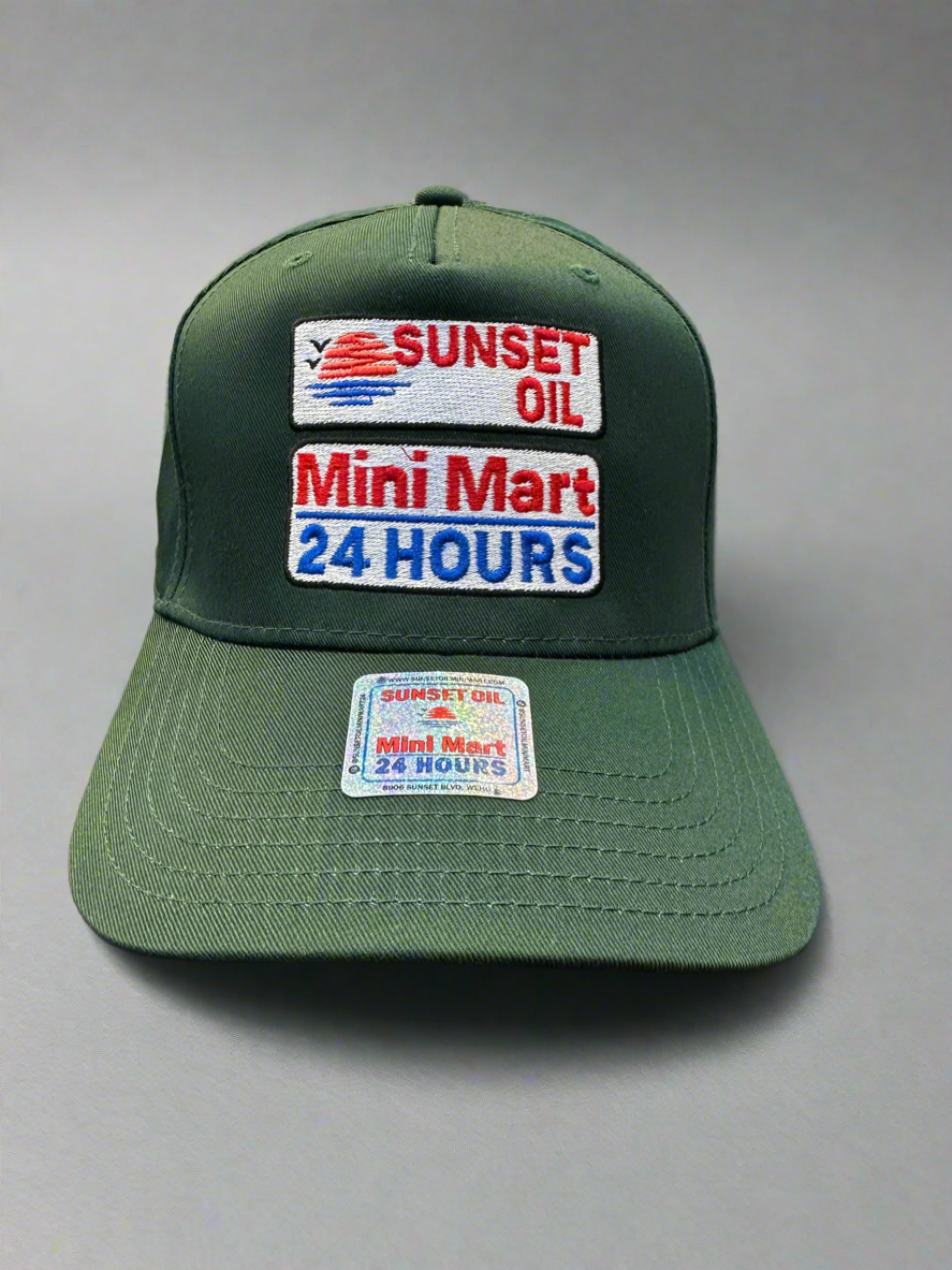 Sunset Oil Mini Mart Dark Green Baseball Hat