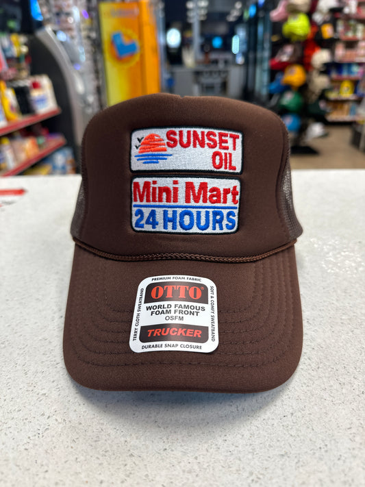 Sunset Oil Mini Mart Brown Trucker Hat