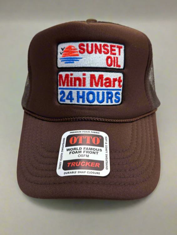 Sunset Oil Mini Mart Brown Trucker Hat