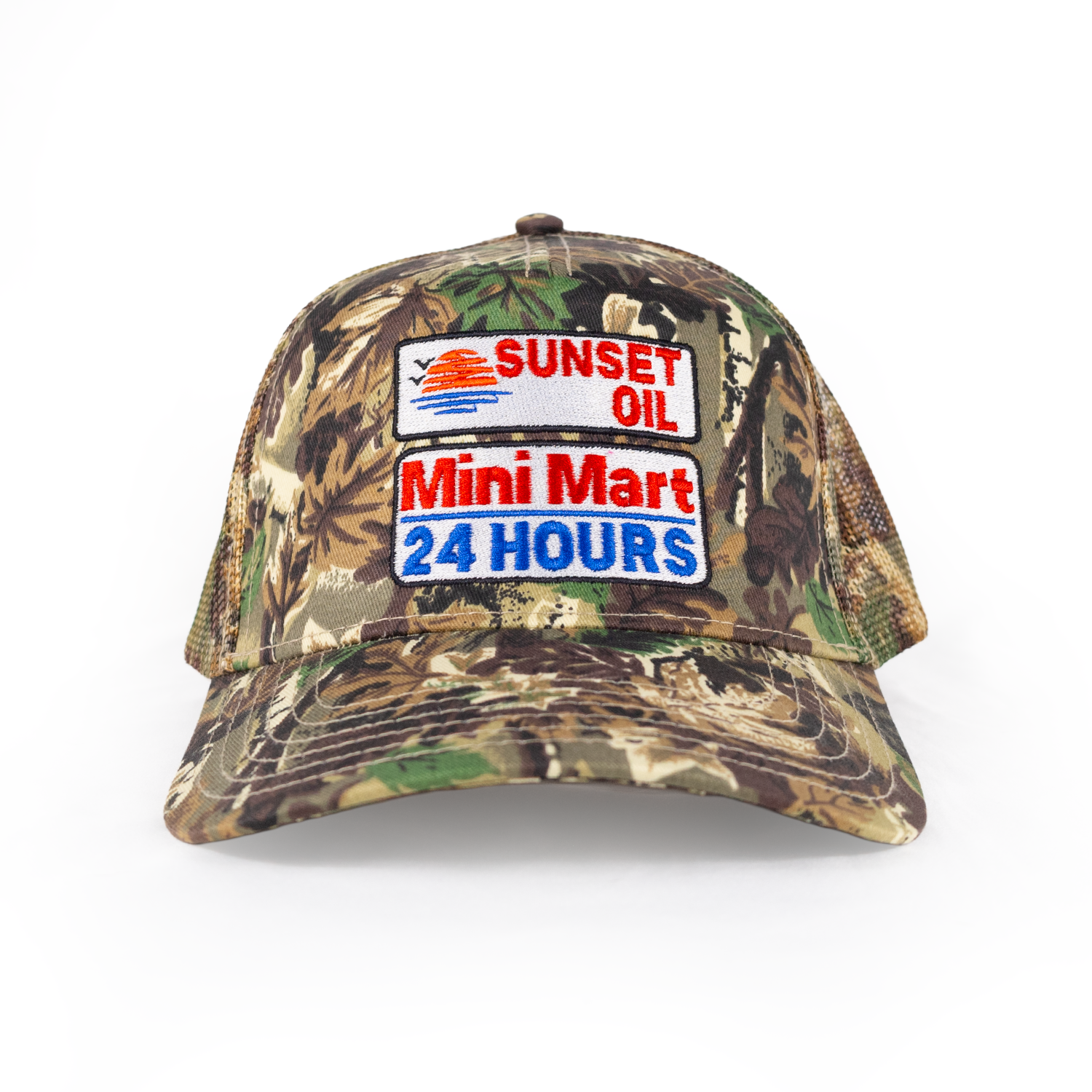 Sunset Oil Mini Mart Camouflage 5 Panel Fitted (Mesh)