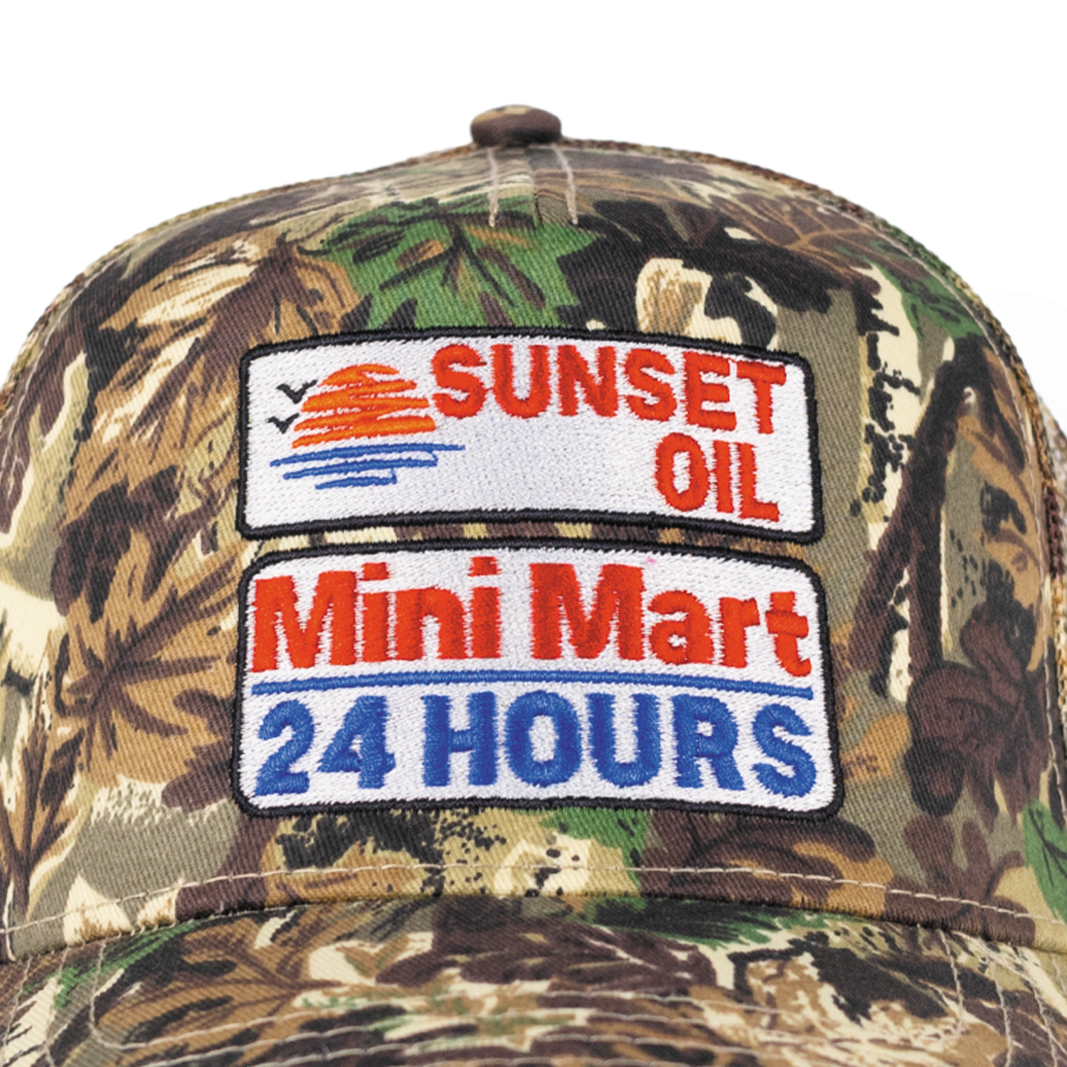Sunset Oil Mini Mart Camouflage 5 Panel Fitted (Mesh)