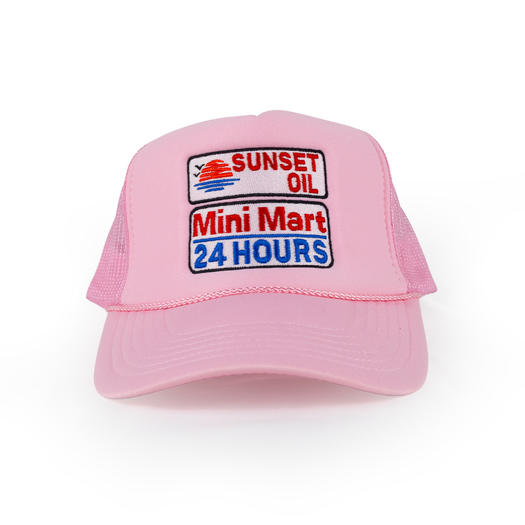 Sunset Oil Mini Mart Soft Pink Trucker Fit