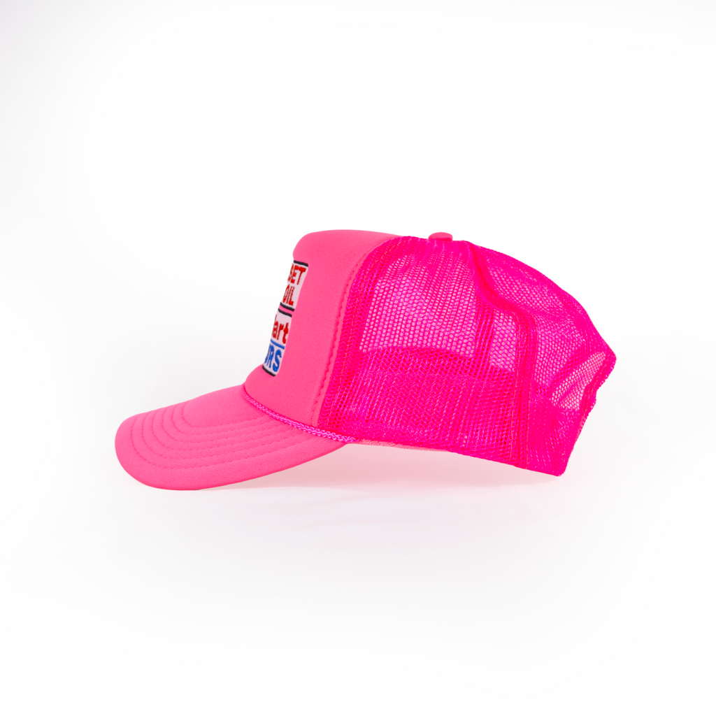 Sunset Oil Mini Mart Neon Pink Trucker Fit
