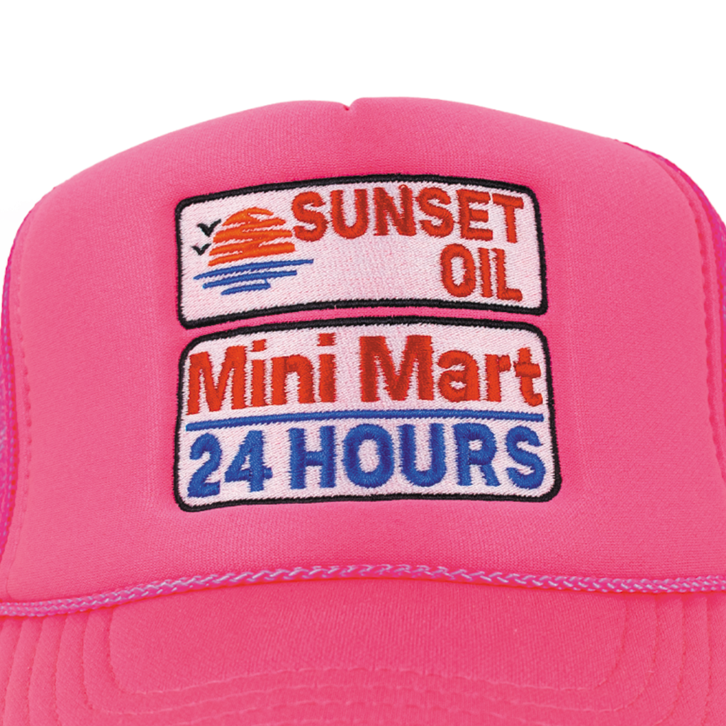 Sunset Oil Mini Mart Neon Pink Trucker Fit