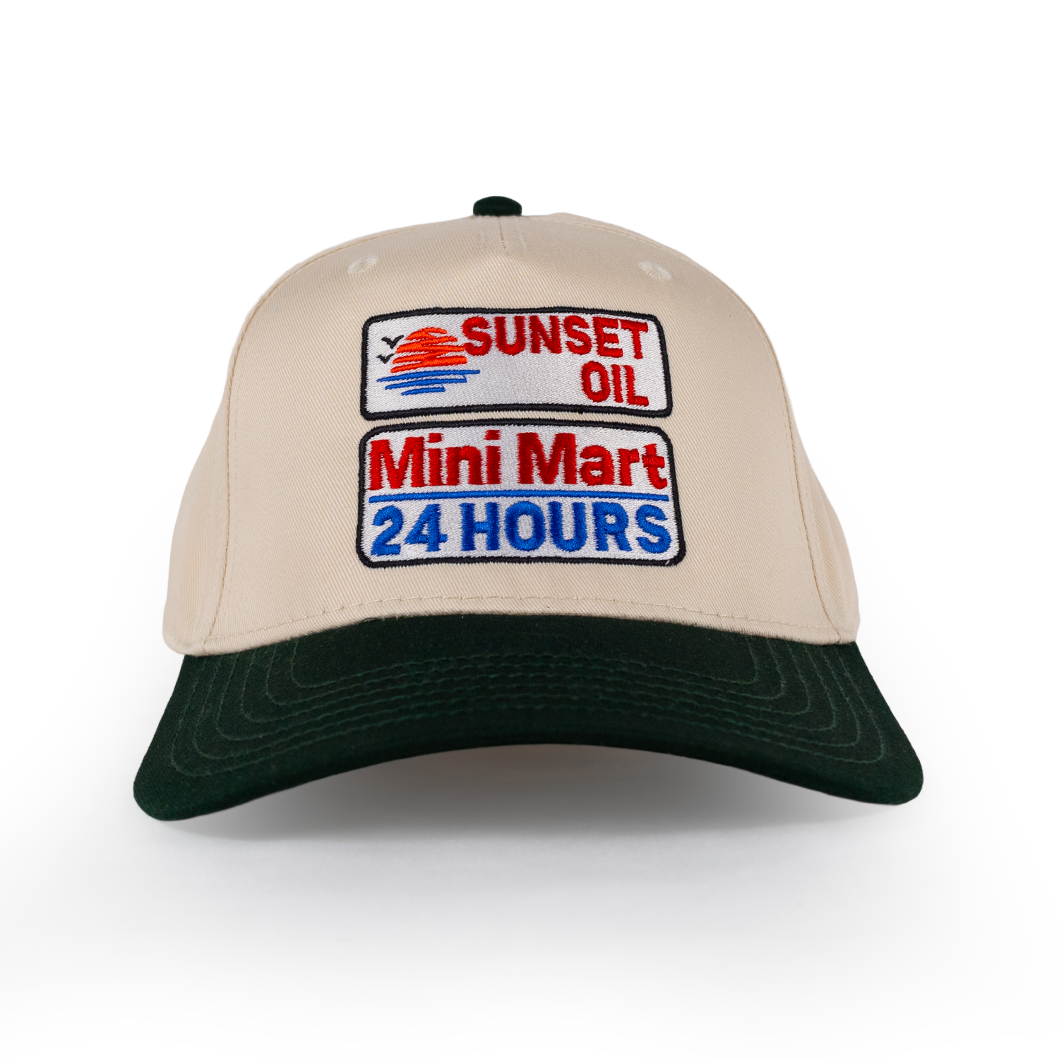 Sunset Oil Mini Mart Natural/Green Baseball Fit