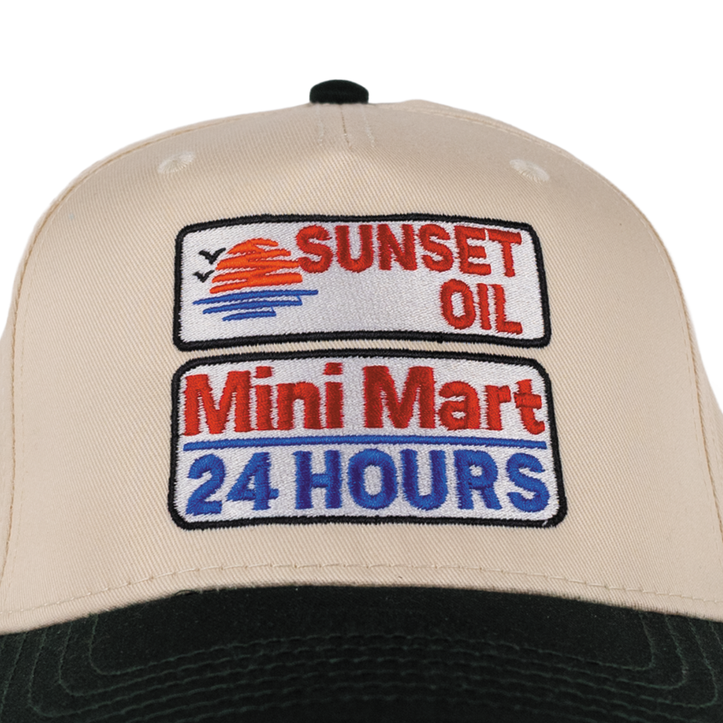 Sunset Oil Mini Mart Natural/Green Baseball Fit