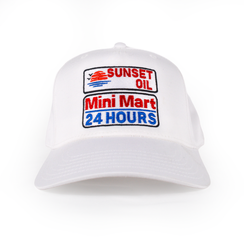 Sunset Oil Mini Mart White Baseball Fit