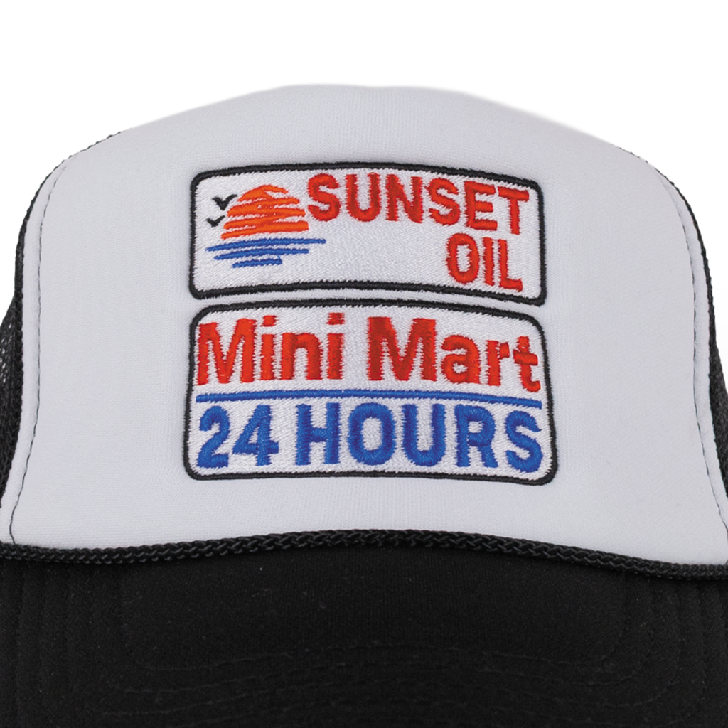 Sunset Oil Mini Mart Black/White/Black Trucker Hat