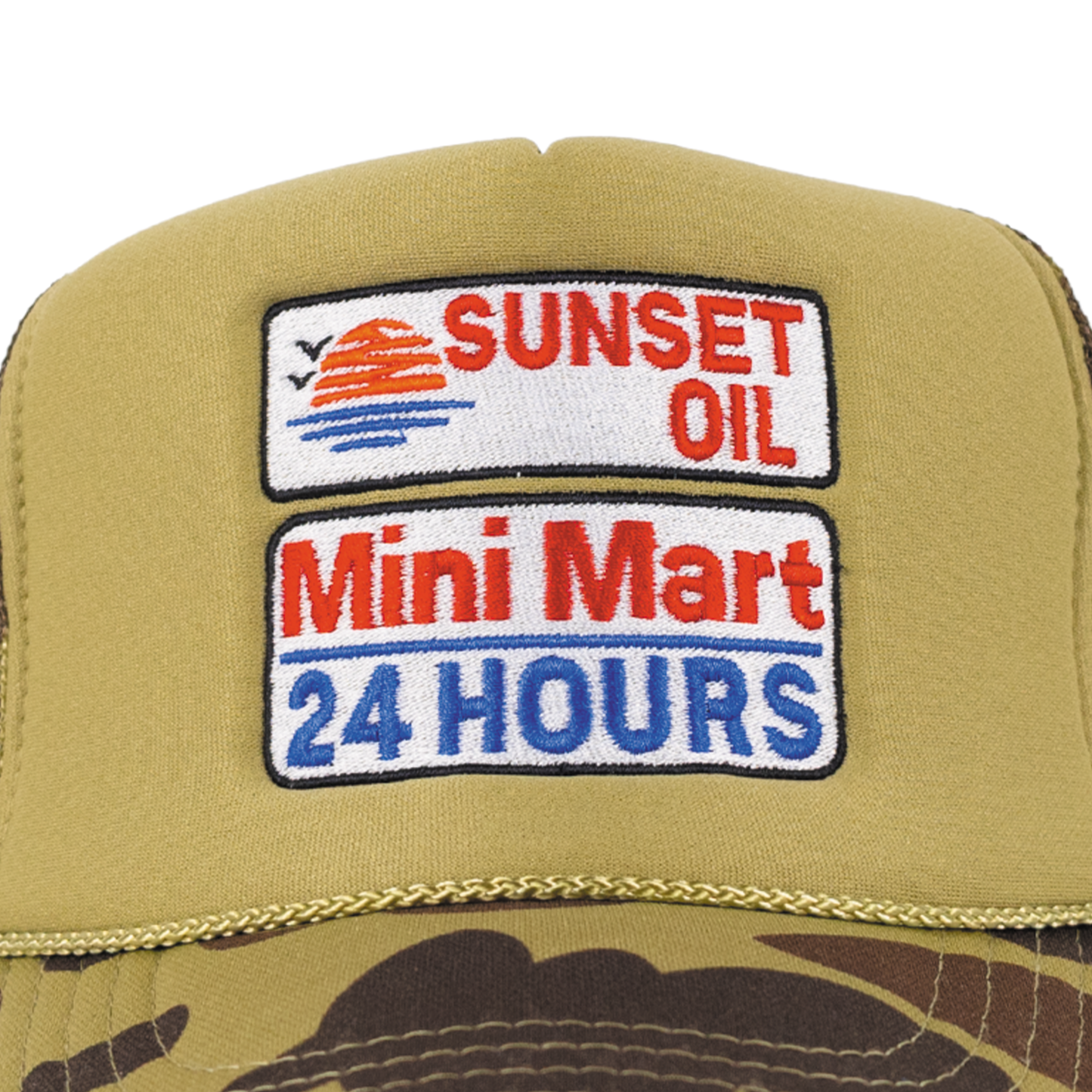 Sunset Oil Mini Mart Camouflage Trucker Hat ™