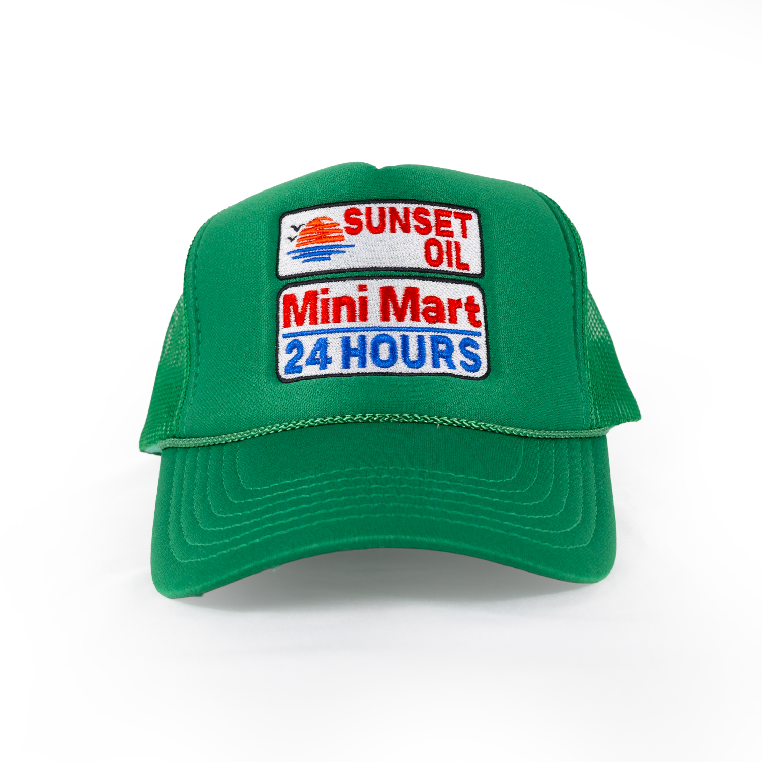 Sunset Oil Mini Mart Kelly Green Trucker Fit