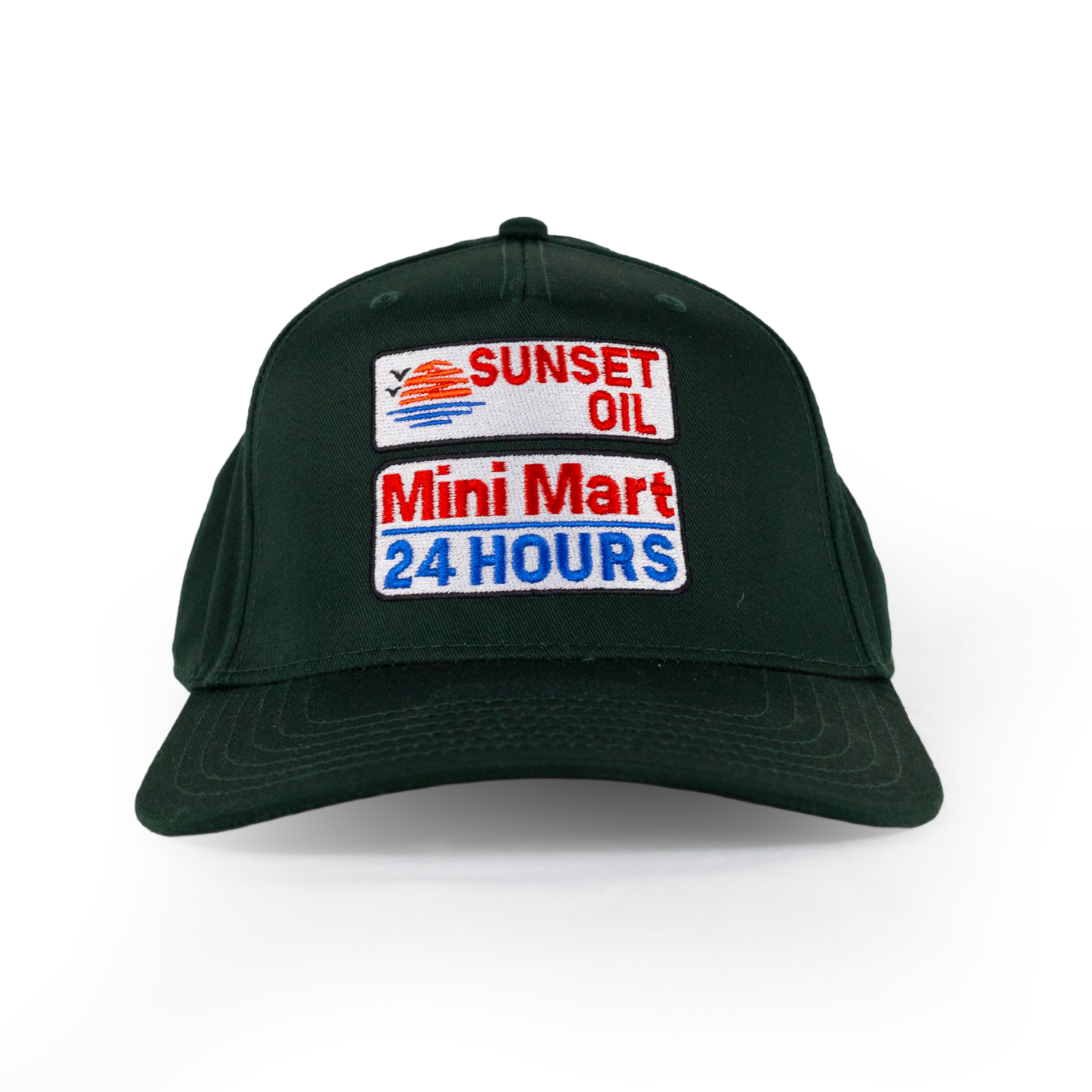 Sunset Oil Mini Mart Dark Green Baseball Fit