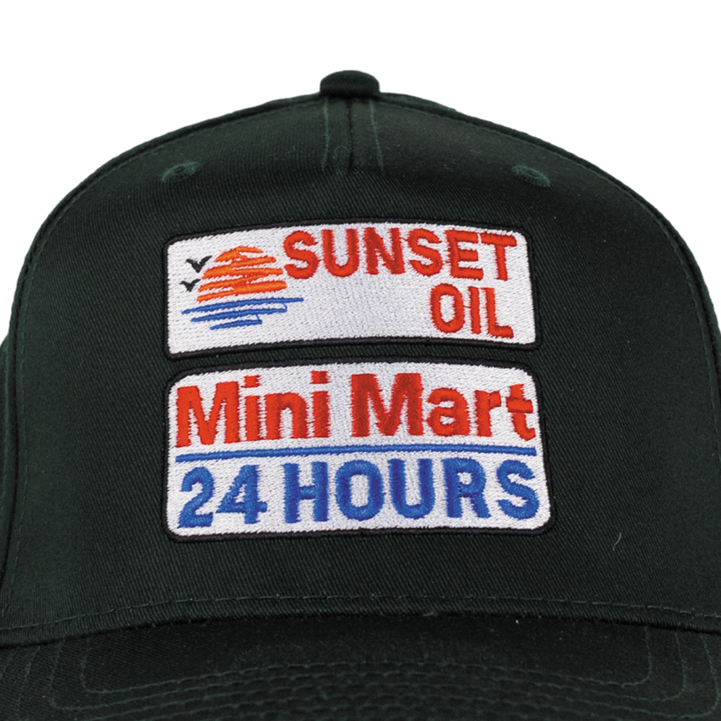 Sunset Oil Mini Mart Dark Green Baseball Fit