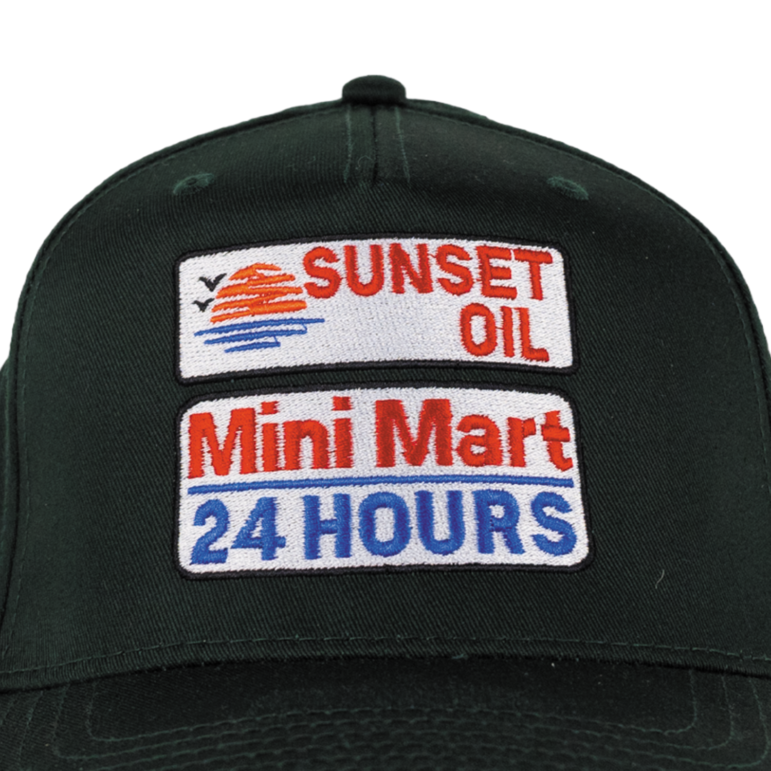 Sunset Oil Mini Mart Dark Green Baseball Fit