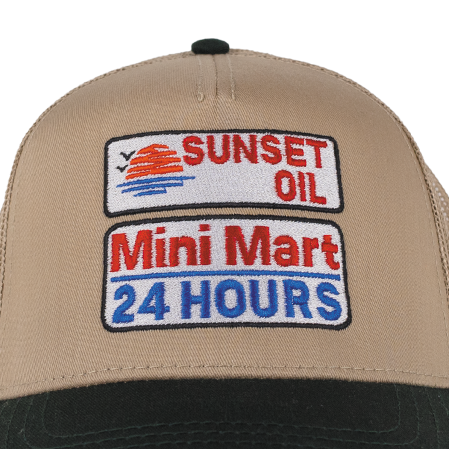 Sunset Oil Mini Mart Khaki/Green Mesh Baseball Fit