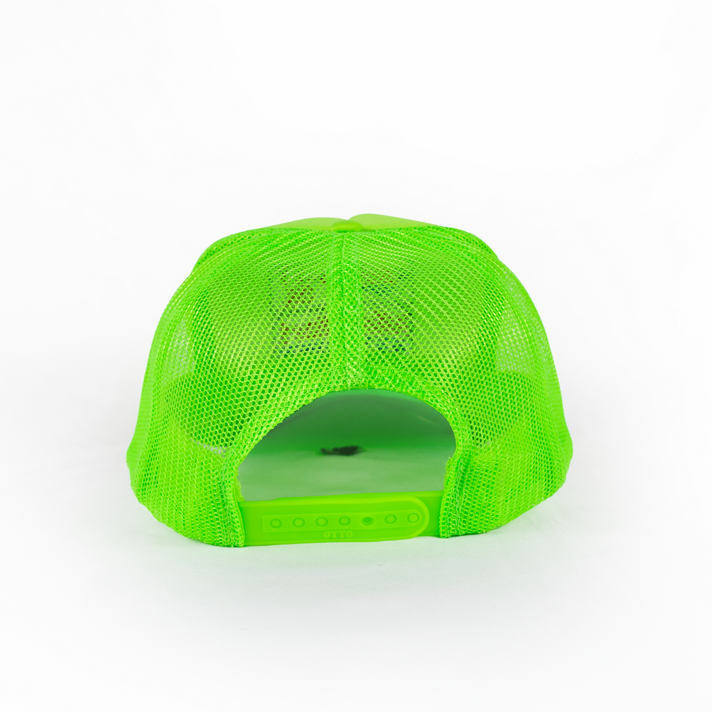 Sunset Oil Mini Mart Neon Green Trucker Fit