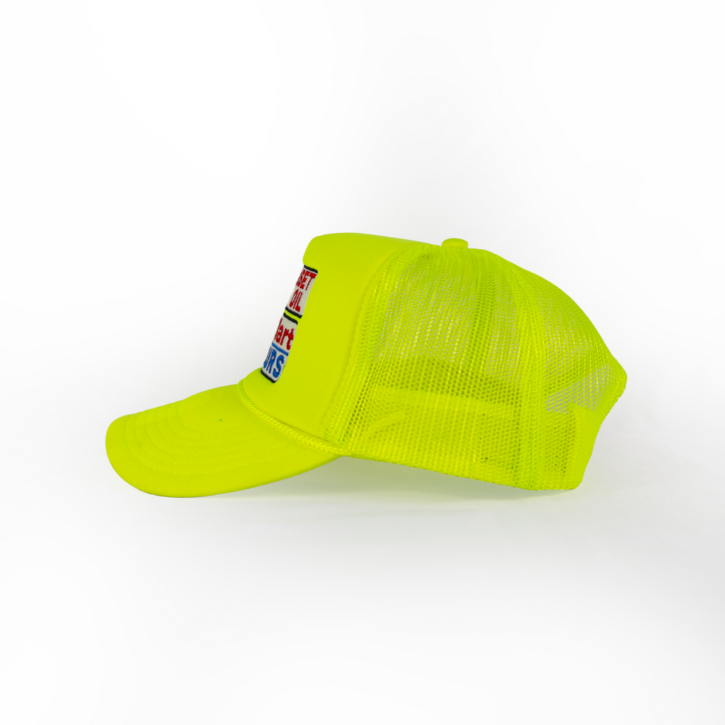 Sunset Oil Mini Mart Neon Yellow Trucker Fit