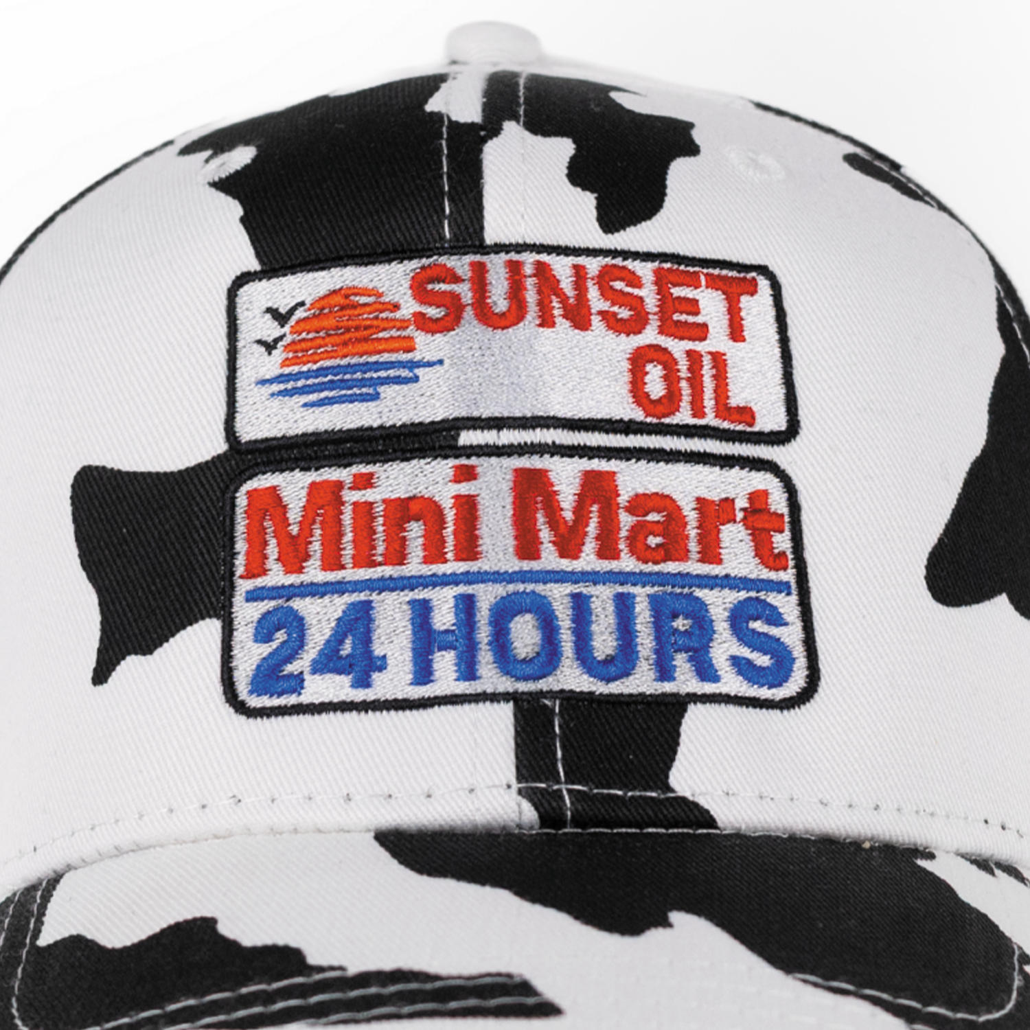 Sunset Oil Mini Mart Cow Print Baseball Fit