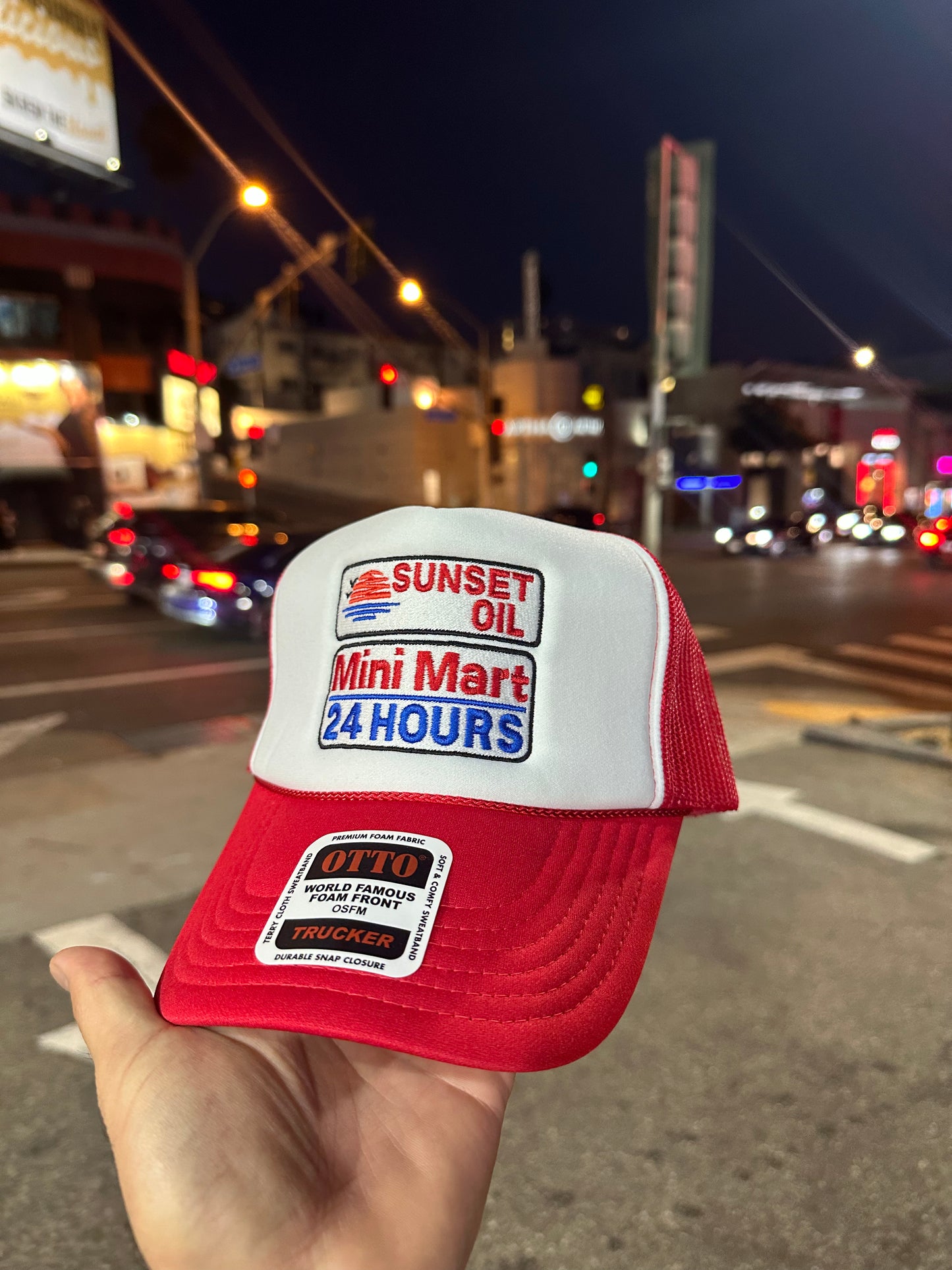 Sunset Oil Mini Mart Red/White/Res Trucker Hat