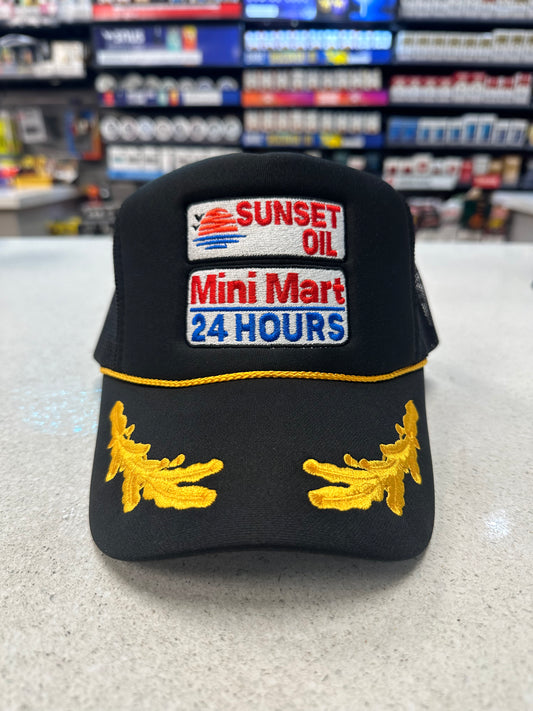 Sunset Oil Mini Mart Black/Gold Leaf Trucker Hat