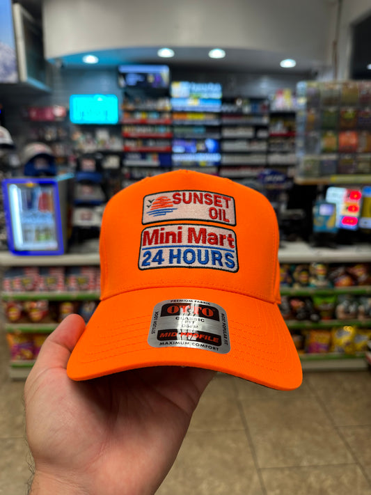 Sunset Oil Mini Mart Orange Baseball Hat