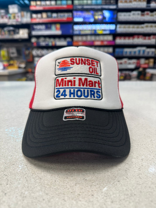 Sunset Oil Mini Mart Black/White/Red Trucker Hat