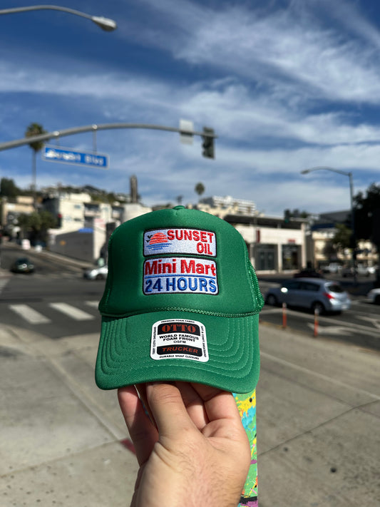 Sunset Oil Mini Mart Kelly Green Trucker Hat