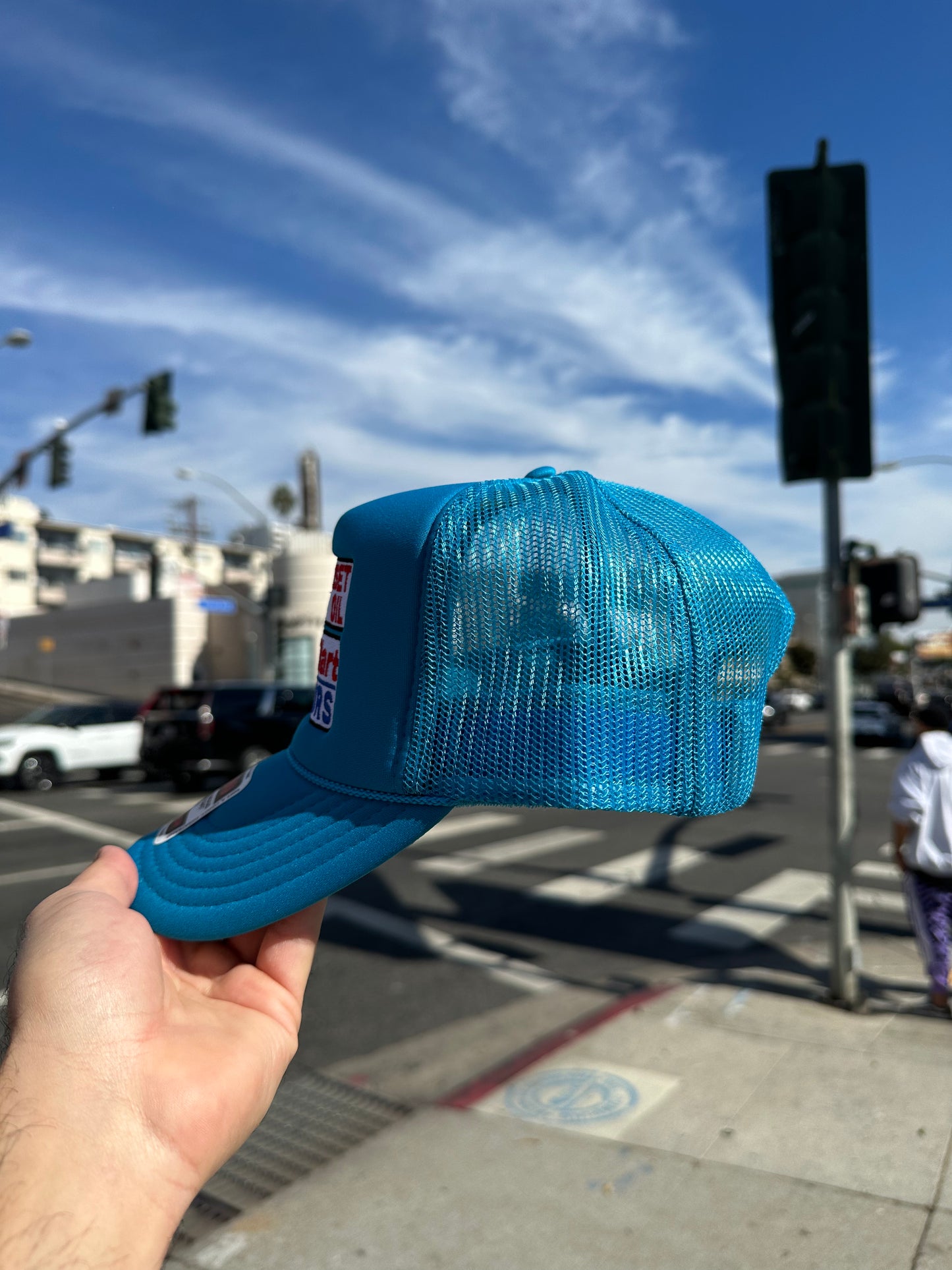 Sunset Oil Mini Mart Colbat Blue Trucker Hat