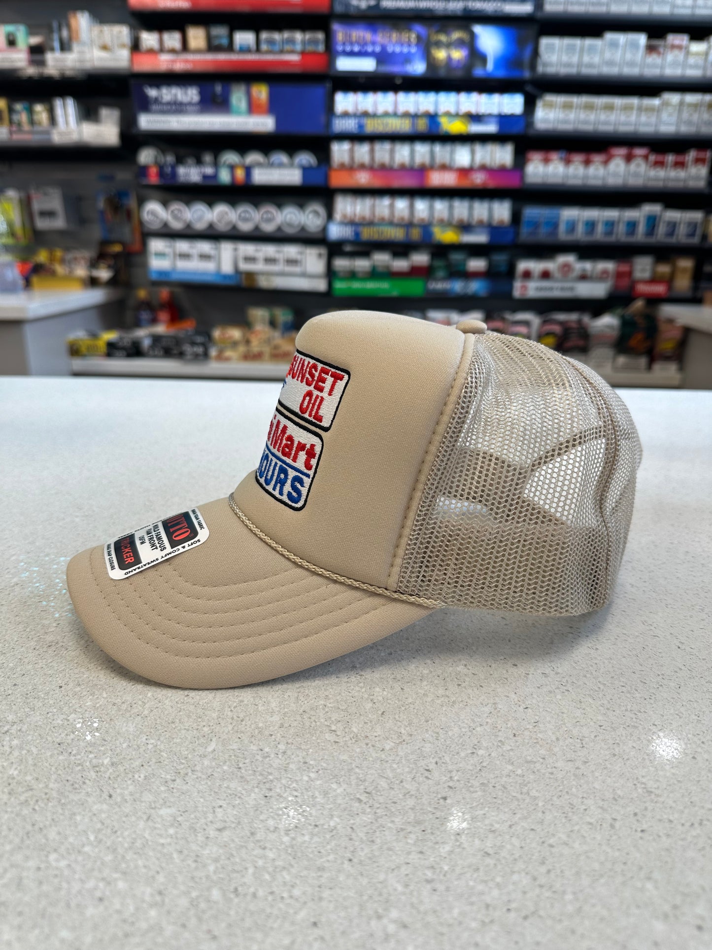 Sunset Oil Mini Mart Khaki Trucker Hat