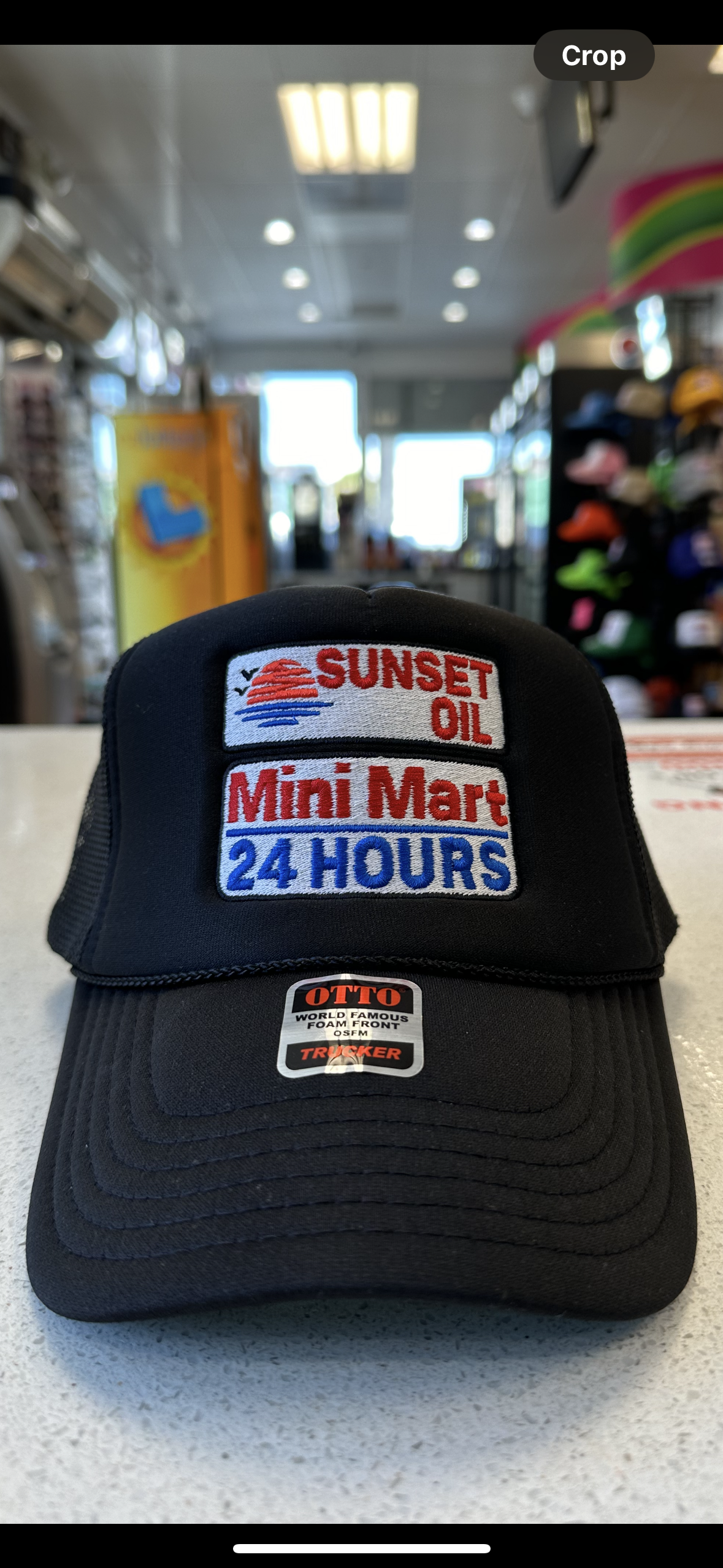 Sunset Oil Mini Mart Black trucker hat