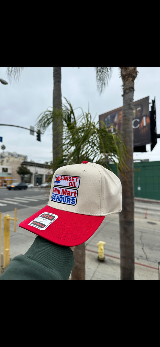 Sunset Oil Mini Mart Red/Natural Baseball Hat